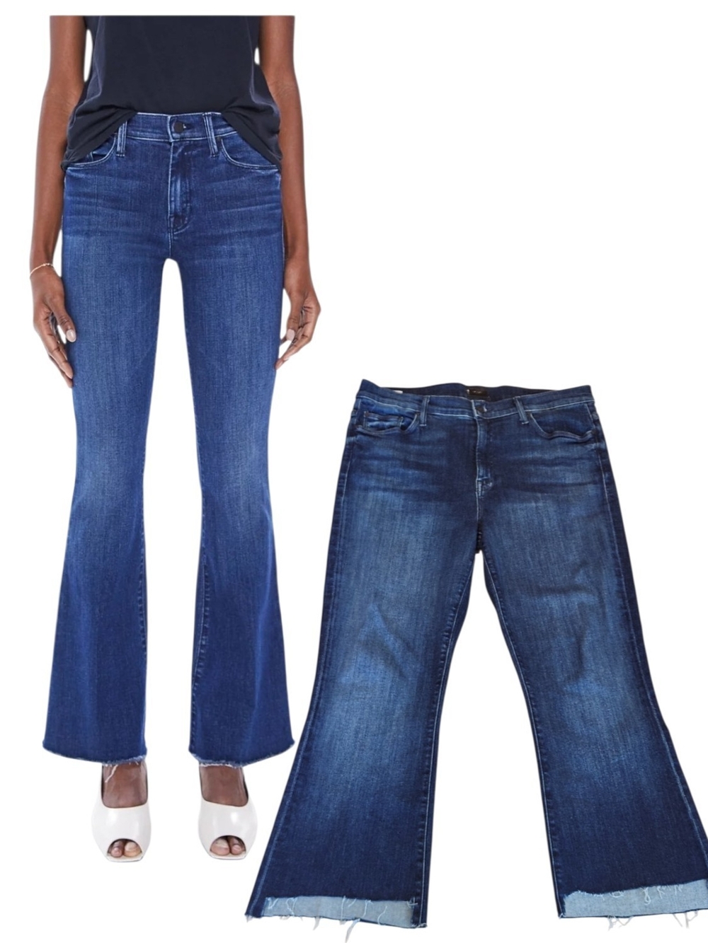 EUC MOTHER The Weekender Mint Condition Fray Stretch USA Midrise Flare Jeans 33